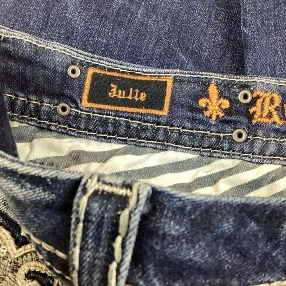 Rock Revival Julie Womens Distressed Capri Jeans Size 29 Blue Denim - Picture 9 of 12